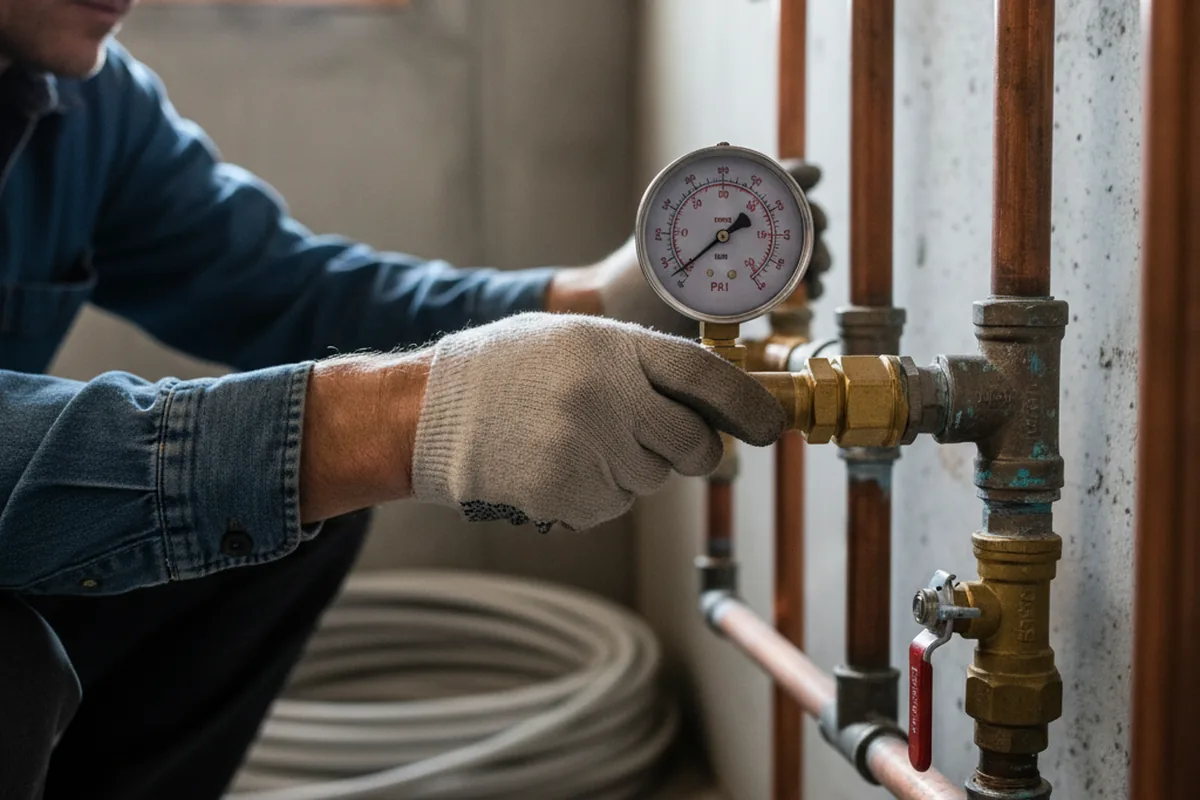 Pressure testing a repaired line during Water Line Repair in Fishkill